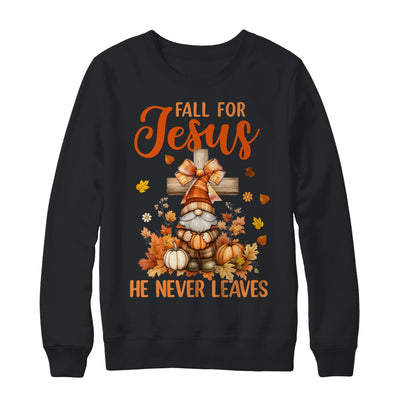 Autumn Gnome Cross Fall For Jesus He Never Leaves Christian Shirt & Sweatshirt | teecentury