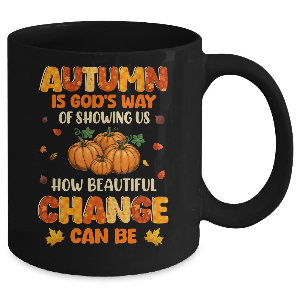 Autumn Is Gods Way Fall Pumpkin Maple Leaves Women Mug | teecentury