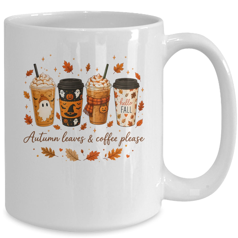 Autumn Leaves Coffee Please Cute Ghost Pumpkin Spice Fall Mug | teecentury