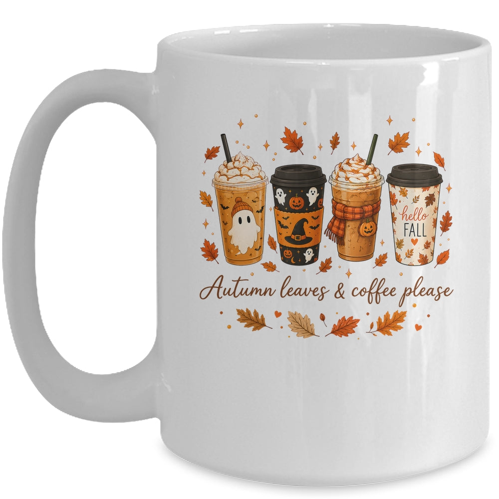 Autumn Leaves Coffee Please Cute Ghost Pumpkin Spice Fall Mug | teecentury