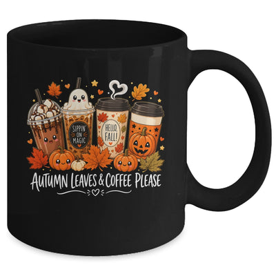 Autumn Leaves Coffee Please Hello Fall Ghost Pumpkin Spice Mug | teecentury