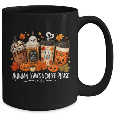Autumn Leaves Coffee Please Hello Fall Ghost Pumpkin Spice Mug | teecentury