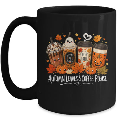 Autumn Leaves Coffee Please Hello Fall Ghost Pumpkin Spice Mug | teecentury