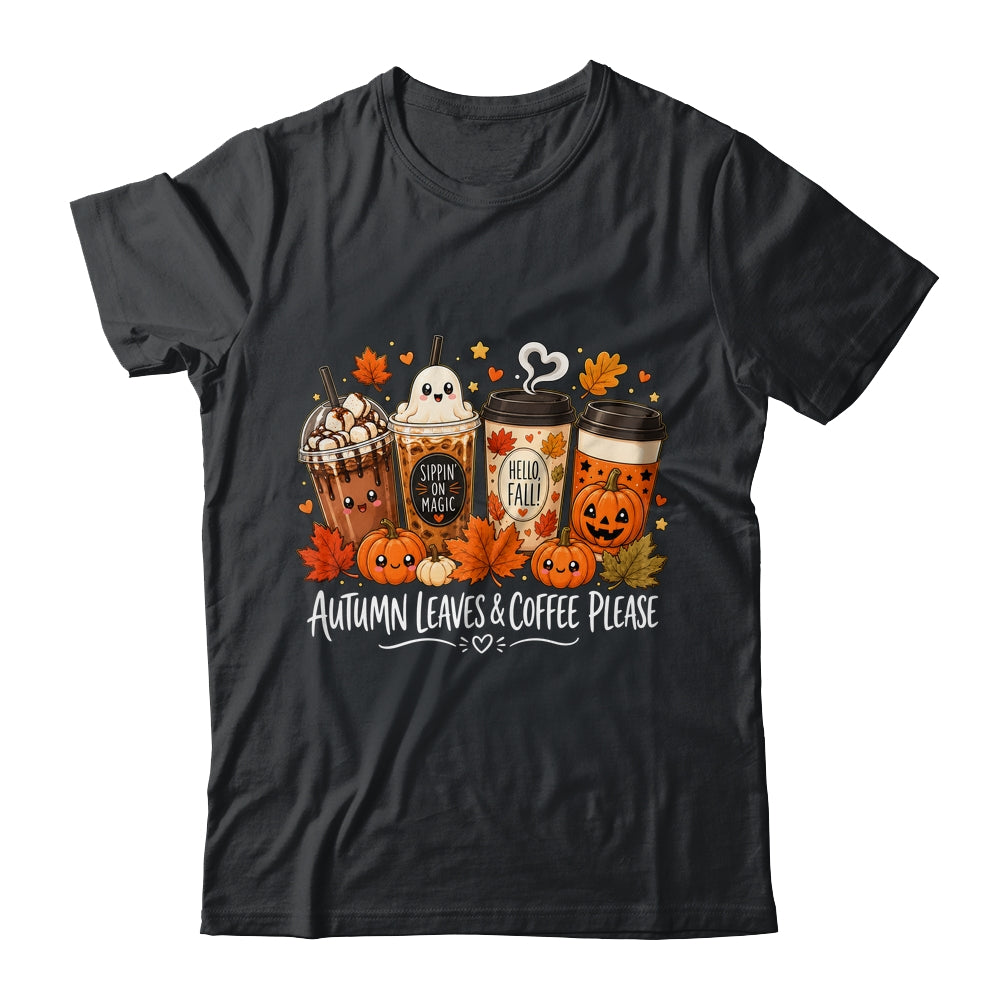 Autumn Leaves Coffee Please Hello Fall Ghost Pumpkin Spice Shirt & Sweatshirt | teecentury