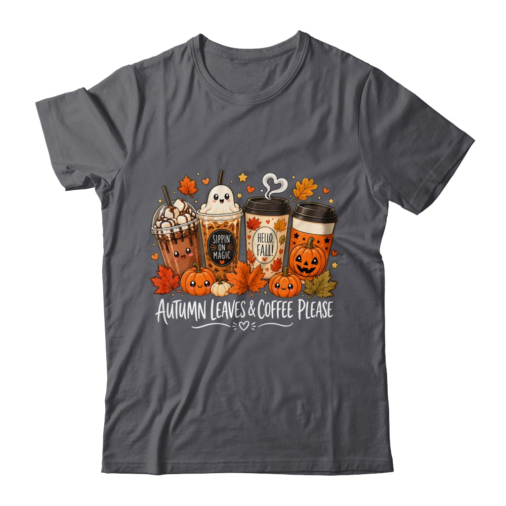 Autumn Leaves Coffee Please Hello Fall Ghost Pumpkin Spice Shirt & Sweatshirt | teecentury