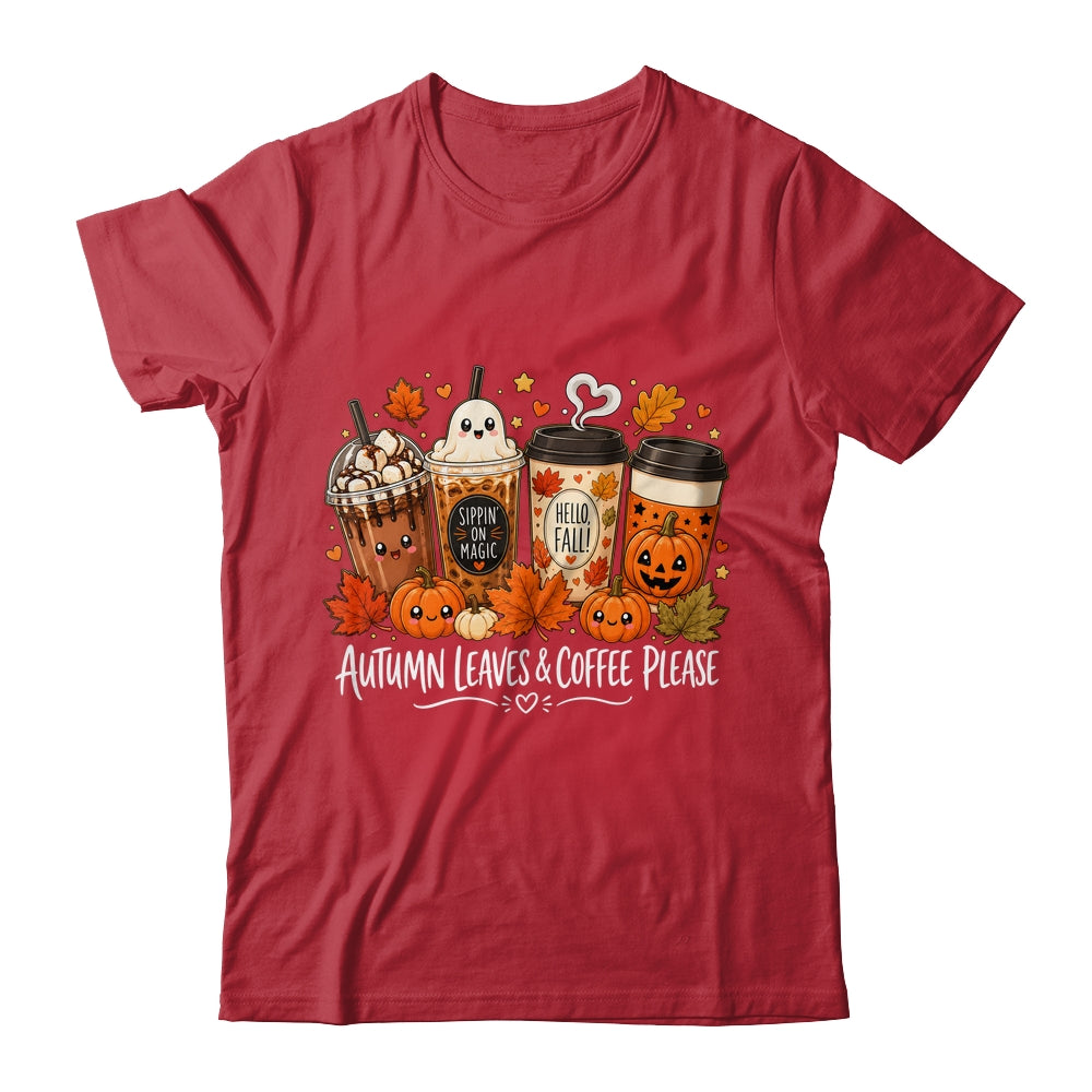 Autumn Leaves Coffee Please Hello Fall Ghost Pumpkin Spice Shirt & Sweatshirt | teecentury