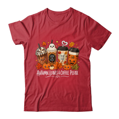 Autumn Leaves Coffee Please Hello Fall Ghost Pumpkin Spice Shirt & Sweatshirt | teecentury