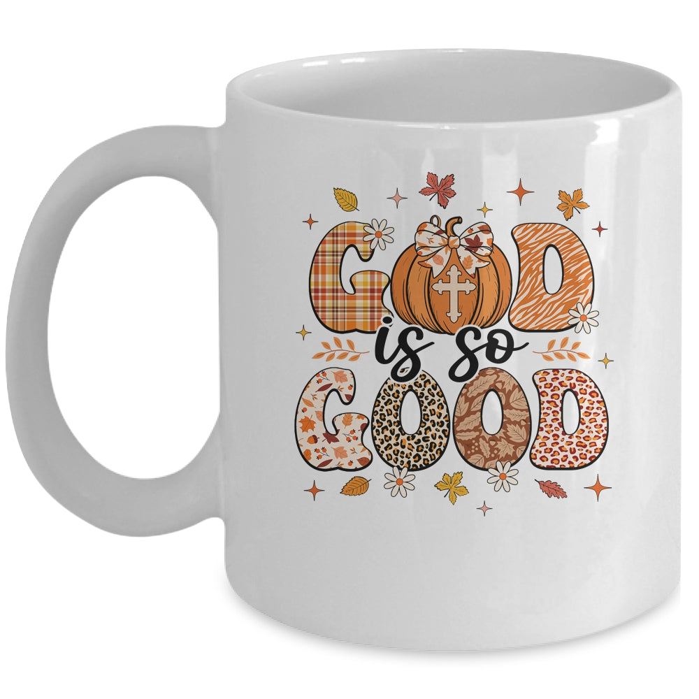 Autumn Pumpkin Christian Thanksgiving Faith God Is So Good Mug | teecentury