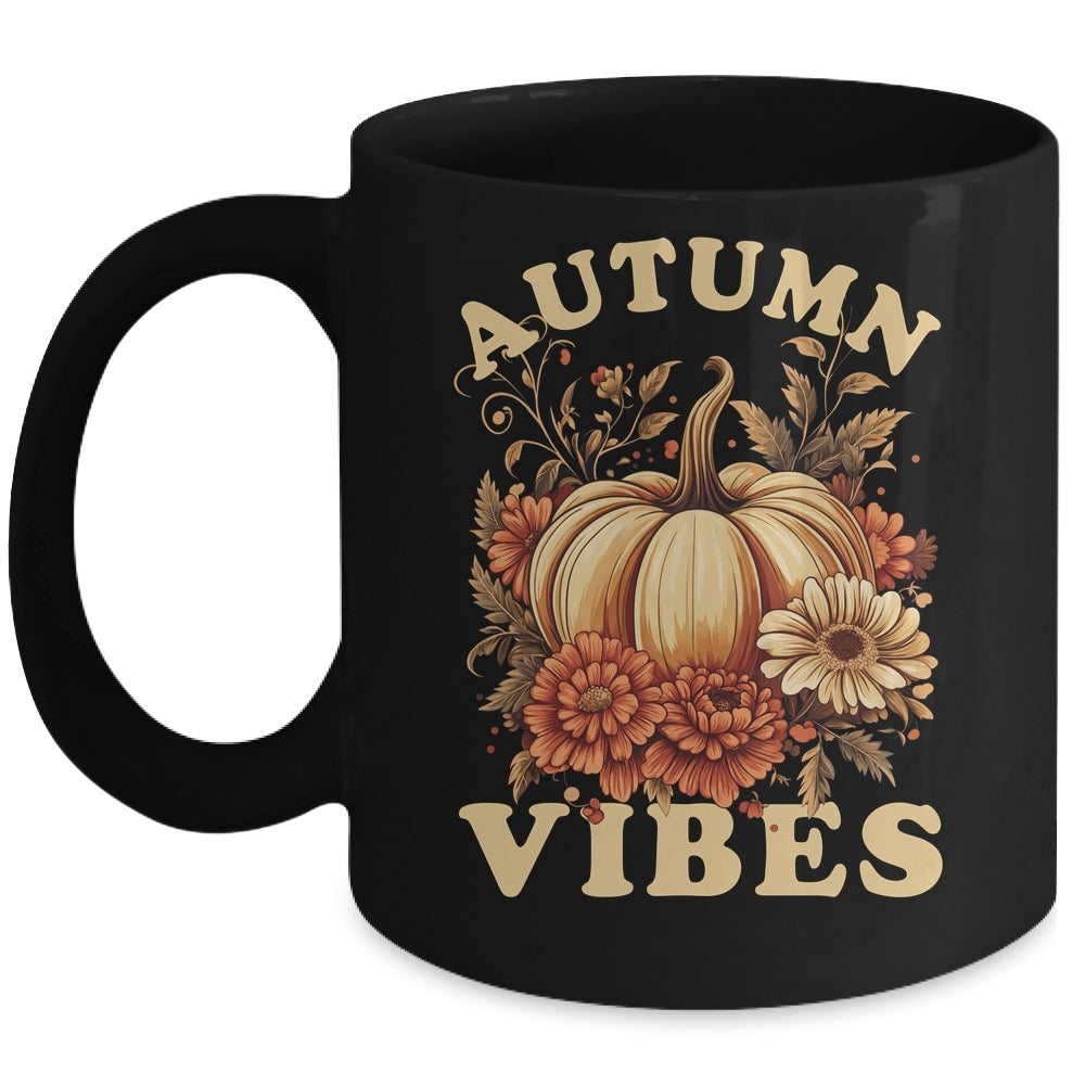Autumn Vibes For Women Pumpkin Fall Graphic Thanksgiving Mug | teecentury