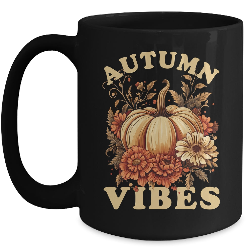 Autumn Vibes For Women Pumpkin Fall Graphic Thanksgiving Mug | teecentury