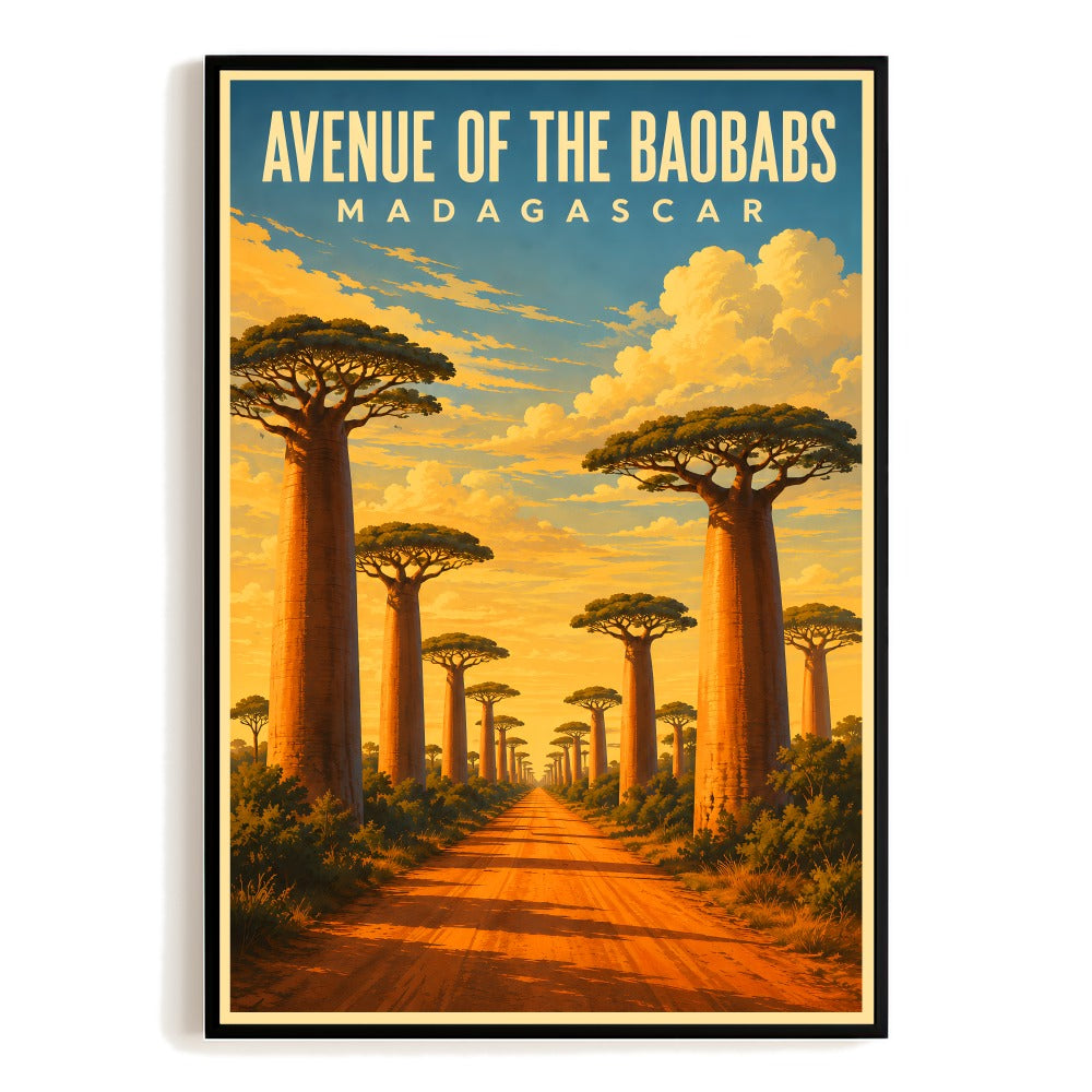Avenue Of The Baobabs Madagascar Travel Poster Vintage Landscape Wall Art Decor Souvenir Print Painting Picture For Home Living Room Office Bedroom Decor Unframed | teecentury