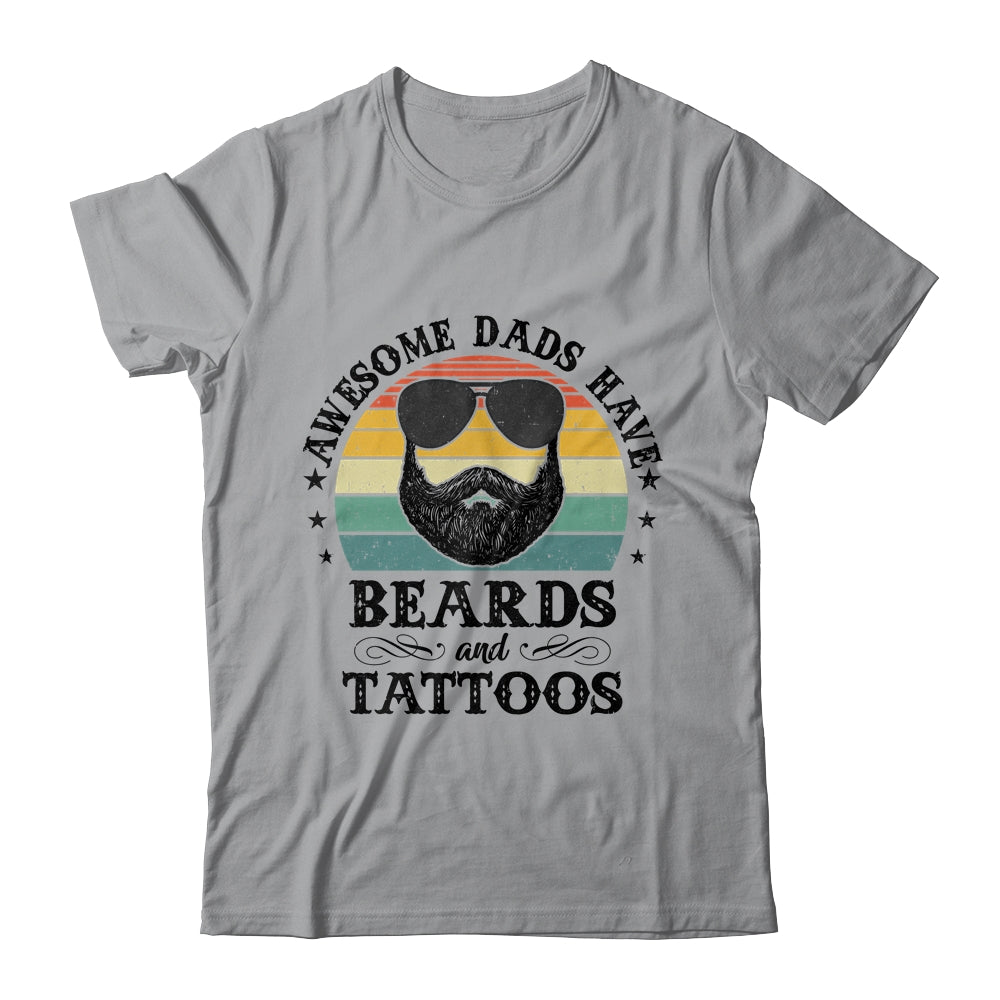 Awesome Dads Have Tattoos And Beards Funny Bearded Dad Shirt & Hoodie | teecentury