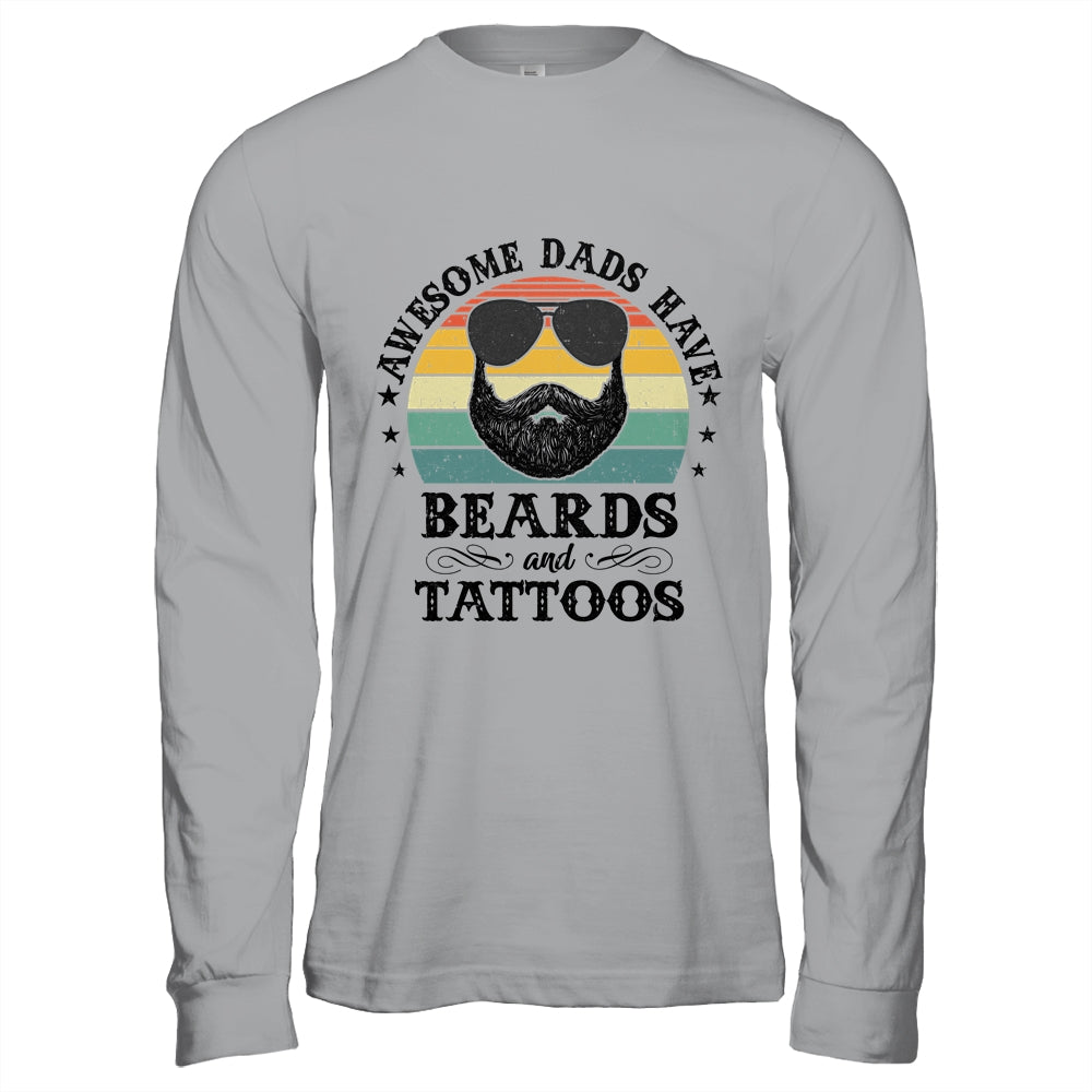 Awesome Dads Have Tattoos And Beards Funny Bearded Dad Shirt & Hoodie | teecentury