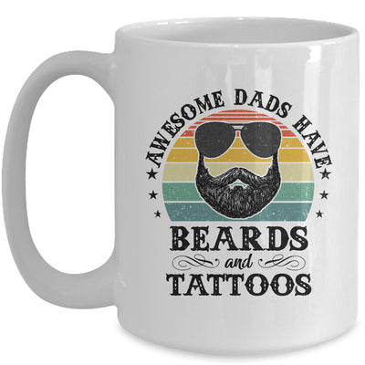 Awesome Dads Have Tattoos And Beards Funny Bearded Dad Mug | teecentury