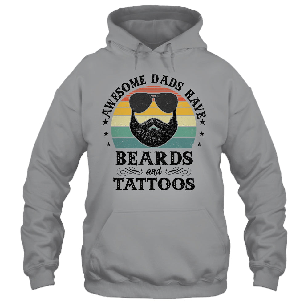Awesome Dads Have Tattoos And Beards Funny Bearded Dad Shirt & Hoodie | teecentury