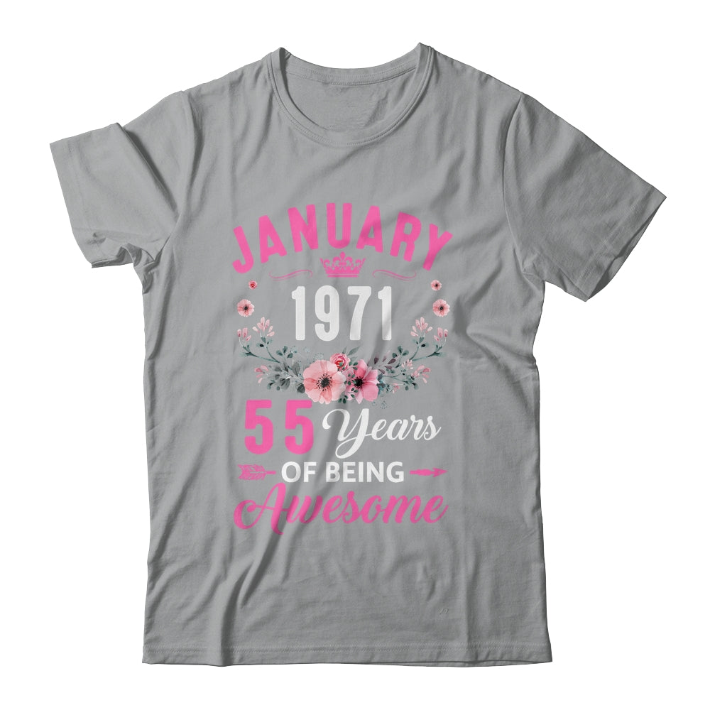 Awesome Since 1971 55 Years Old January 55th Birthday Women Shirt & Tank Top | teecentury