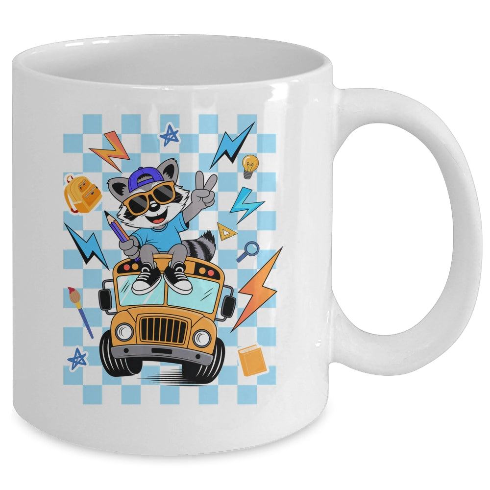 Back To School 1st First Day Of School Raccoon Boy Kids Mug | teecentury