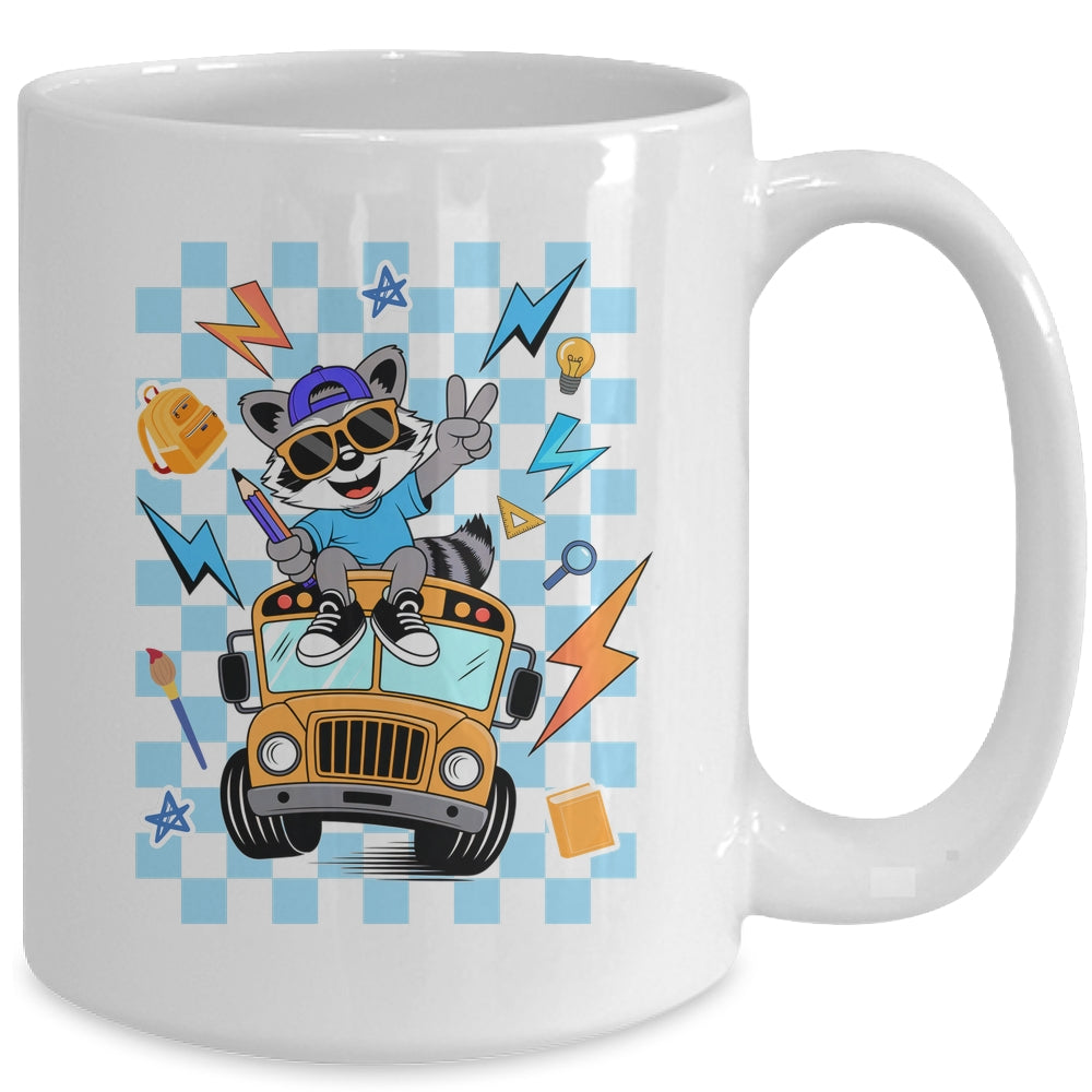 Back To School 1st First Day Of School Raccoon Boy Kids Mug | teecentury