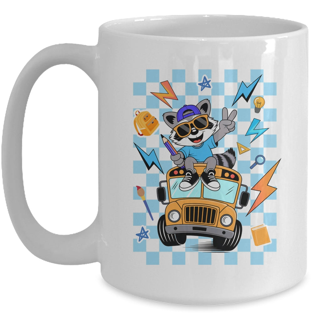 Back To School 1st First Day Of School Raccoon Boy Kids Mug | teecentury