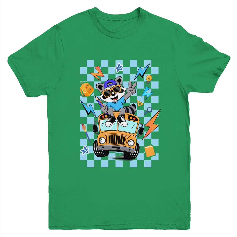 Back To School 1st First Day Of School Raccoon Boy Kids Youth Shirt | teecentury