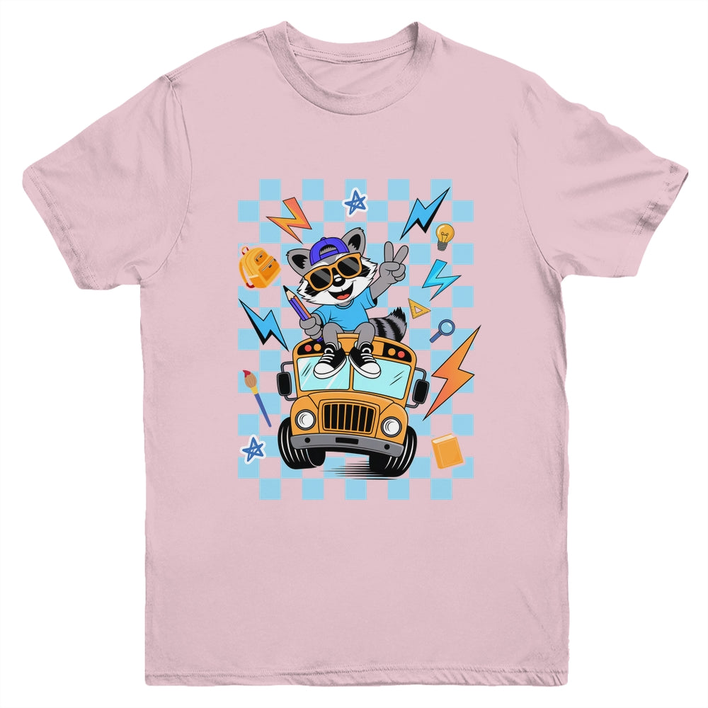 Back To School 1st First Day Of School Raccoon Boy Kids Youth Shirt | teecentury