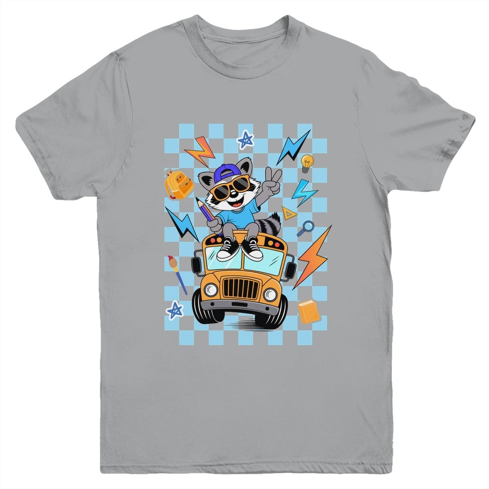 Back To School 1st First Day Of School Raccoon Boy Kids Youth Shirt | teecentury
