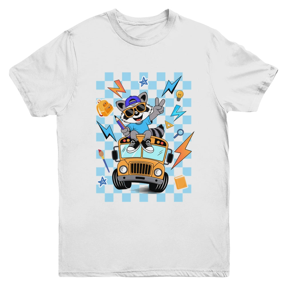 Back To School 1st First Day Of School Raccoon Boy Kids Youth Shirt | teecentury