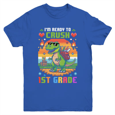 Back To School 1st Grade Boys I'm Ready To Crush Dinosaur Youth Shirt | teecentury