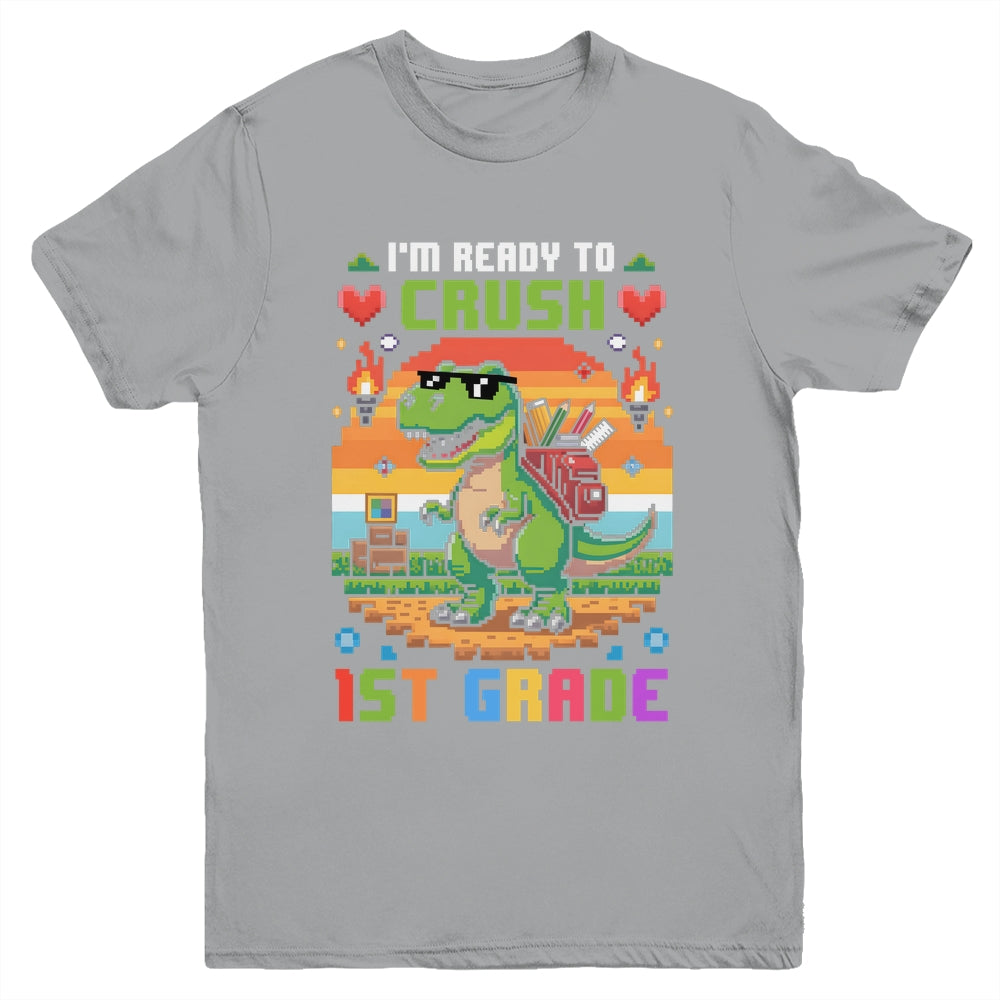 Back To School 1st Grade Boys I'm Ready To Crush Dinosaur Youth Shirt | teecentury