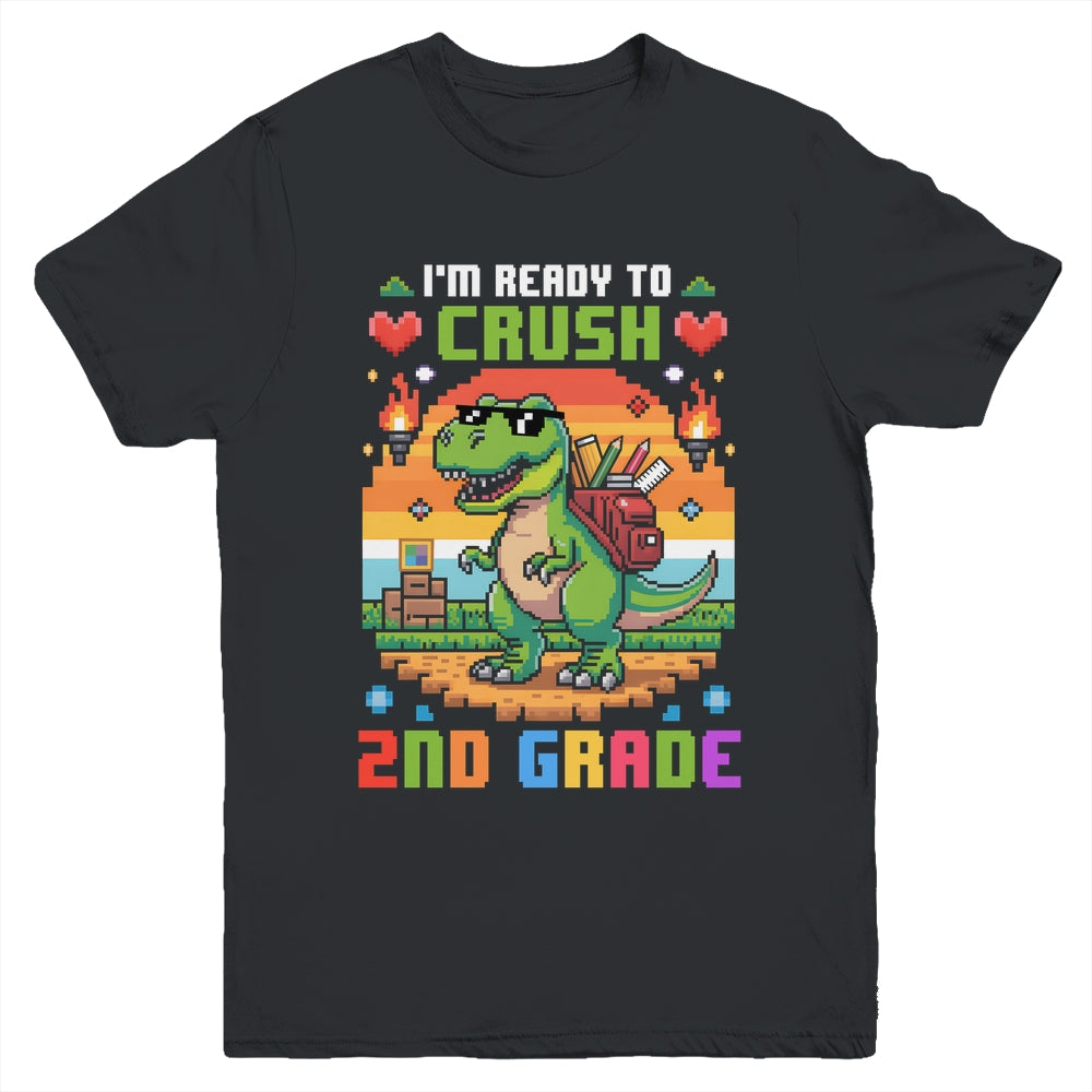 Back To School 2nd Grade Boys I'm Ready To Crush Dinosaur Youth Shirt | teecentury