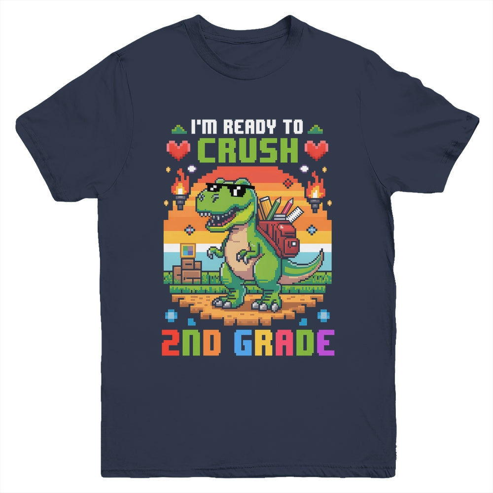 Back To School 2nd Grade Boys I'm Ready To Crush Dinosaur Youth Shirt | teecentury