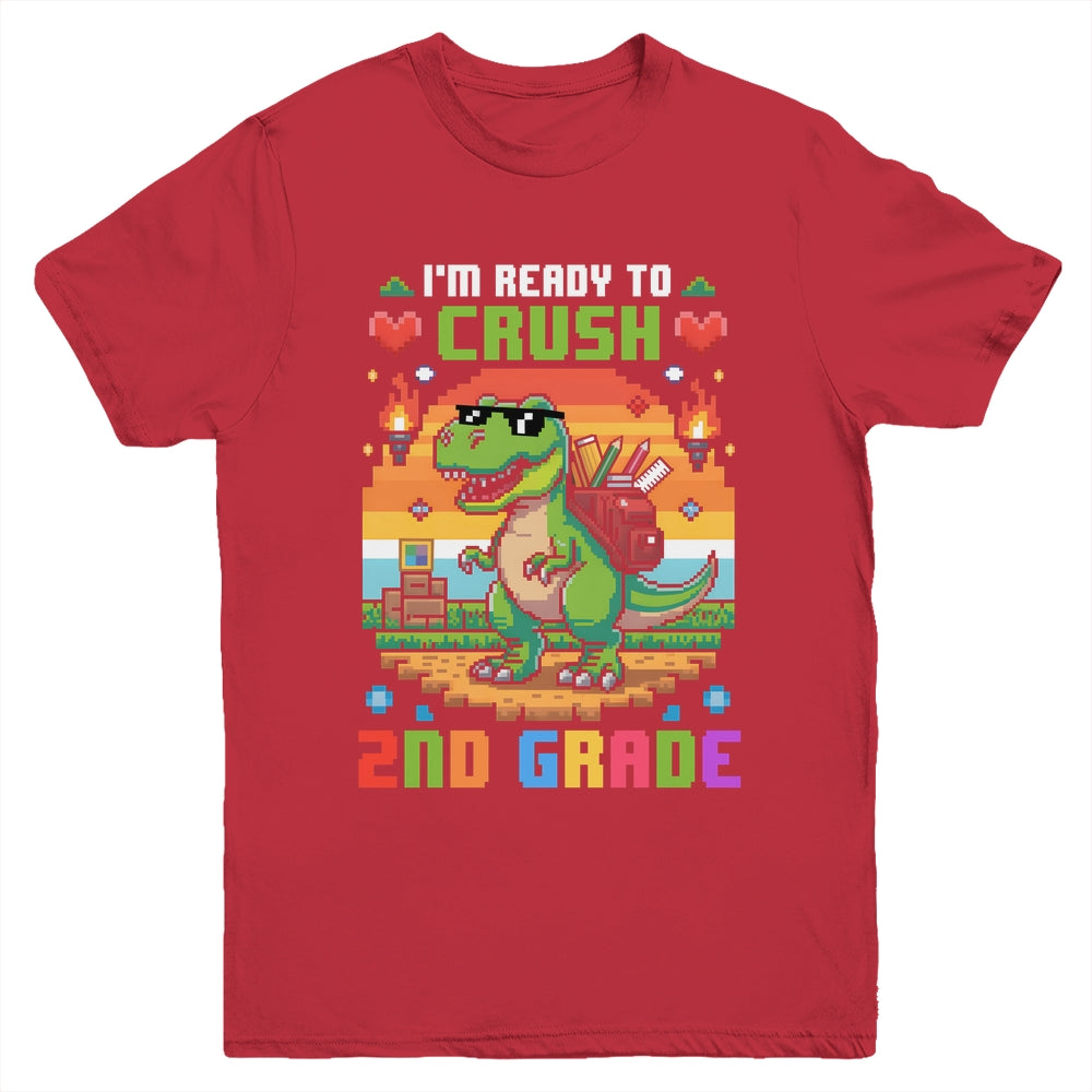 Back To School 2nd Grade Boys I'm Ready To Crush Dinosaur Youth Shirt | teecentury