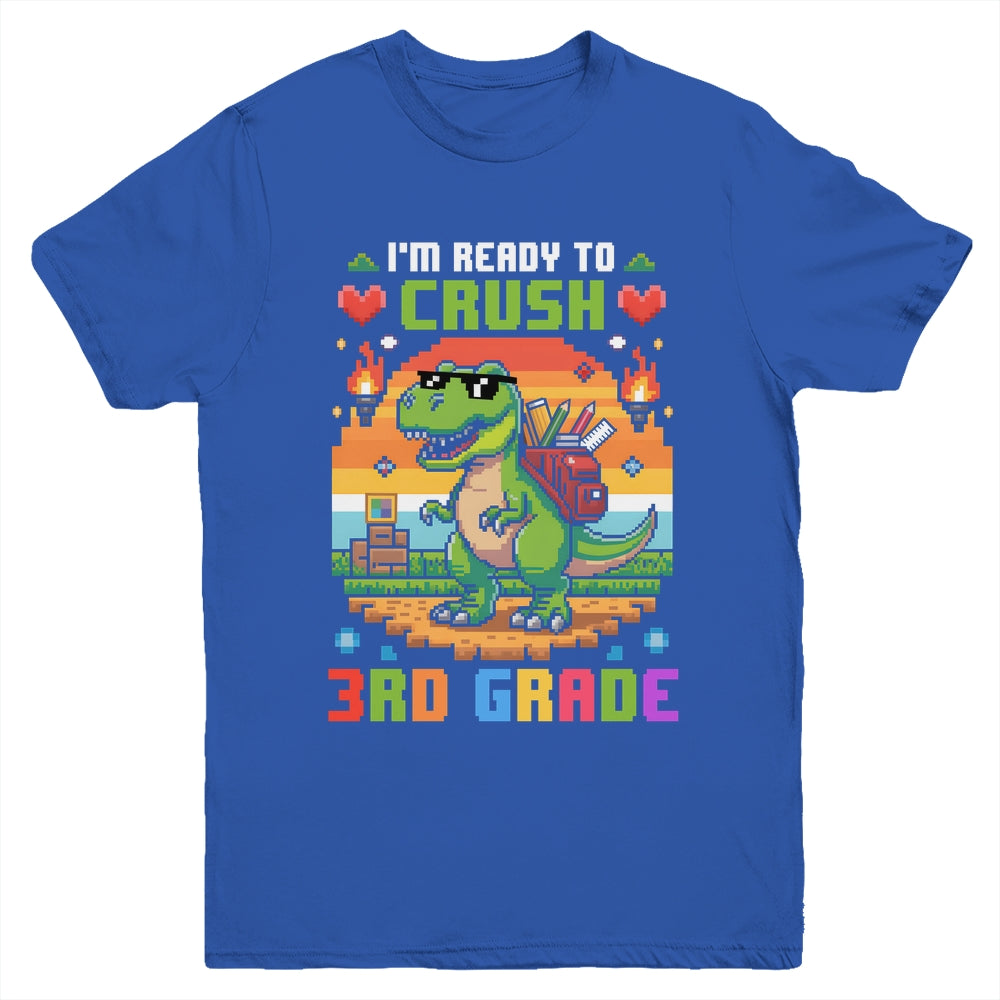 Back To School 3rd Grade Boys I'm Ready To Crush Dinosaur Youth Shirt | teecentury