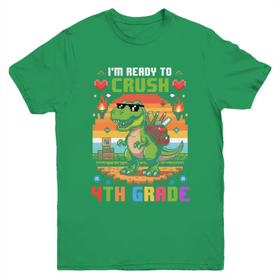 Back To School 4th Grade Boys I'm Ready To Crush Dinosaur Youth Shirt | teecentury