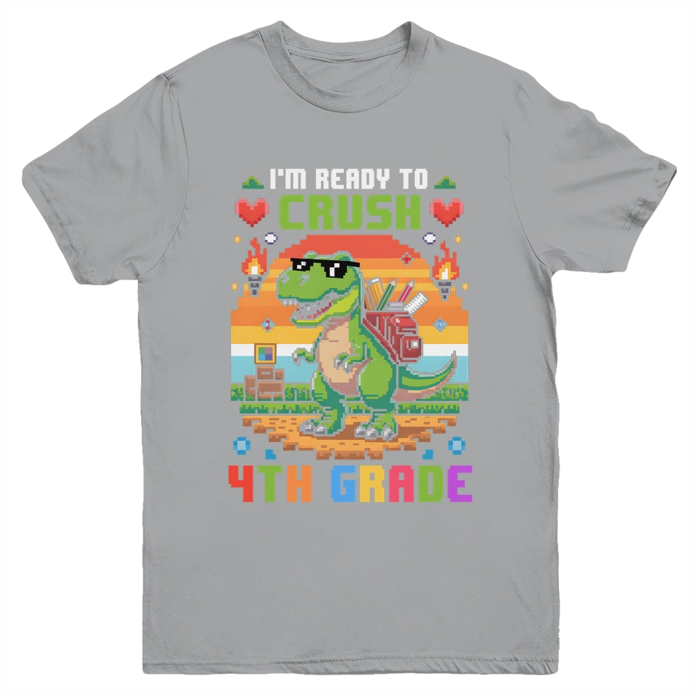 Back To School 4th Grade Boys I'm Ready To Crush Dinosaur Youth Shirt | teecentury