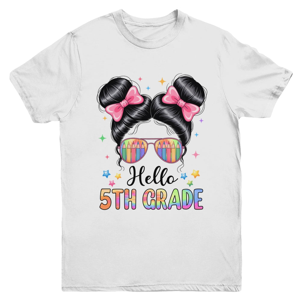 Back To School Coquette Bow Teacher Hello Fifth Grade Girls Youth Shirt | teecentury