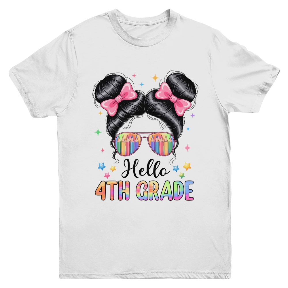 Back To School Coquette Bow Teacher Hello Fourth Grade Girls Youth Shirt | teecentury