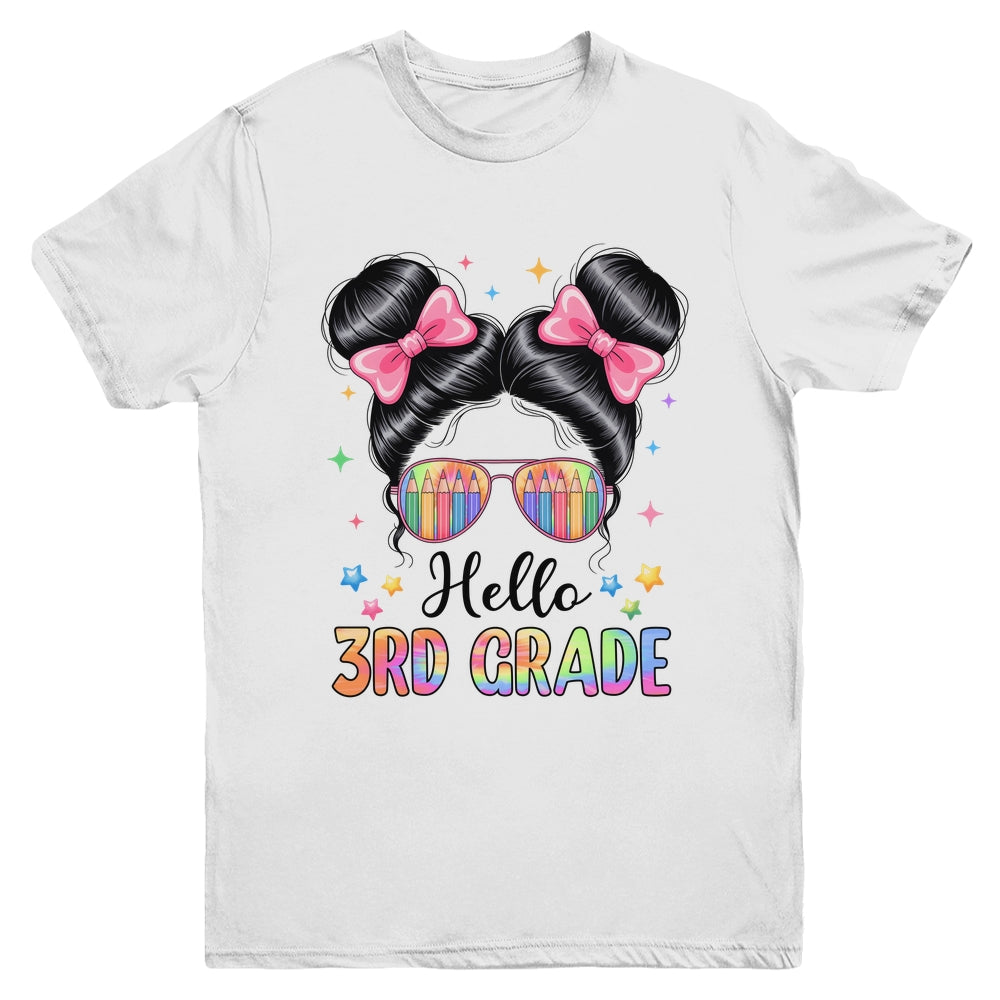 Back To School Coquette Bow Teacher Hello Third Grade Girls Youth Shirt | teecentury