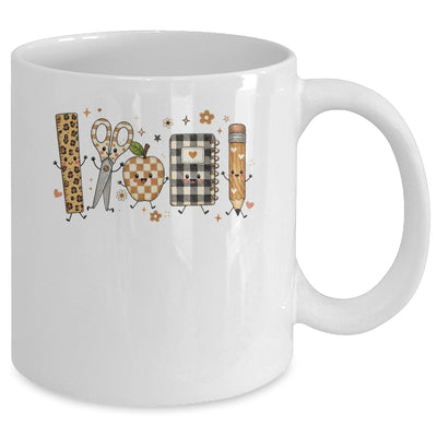 Back To School Cute Teacher Leopard Pencil Checkered Women Mug | teecentury