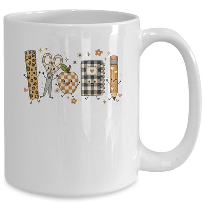 Back To School Cute Teacher Leopard Pencil Checkered Women Mug | teecentury