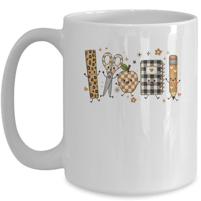 Back To School Cute Teacher Leopard Pencil Checkered Women Mug | teecentury
