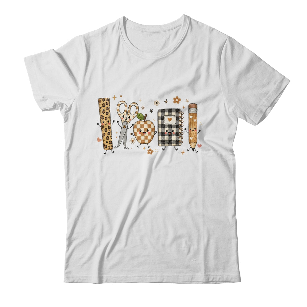 Back To School Cute Teacher Leopard Pencil Checkered Women Shirt & Hoodie | teecentury