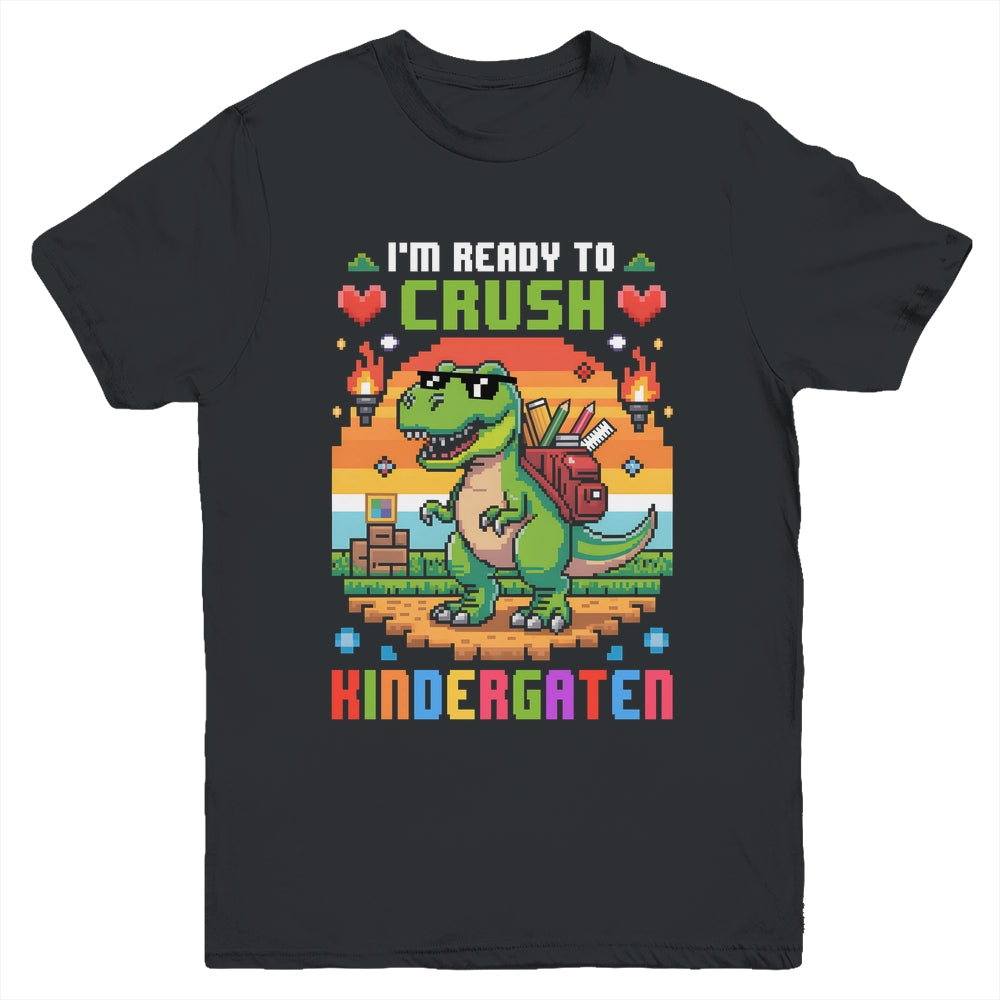 Back To School Kindergarten Boys I'm Ready To Crush Dinosaur Youth Shirt | teecentury