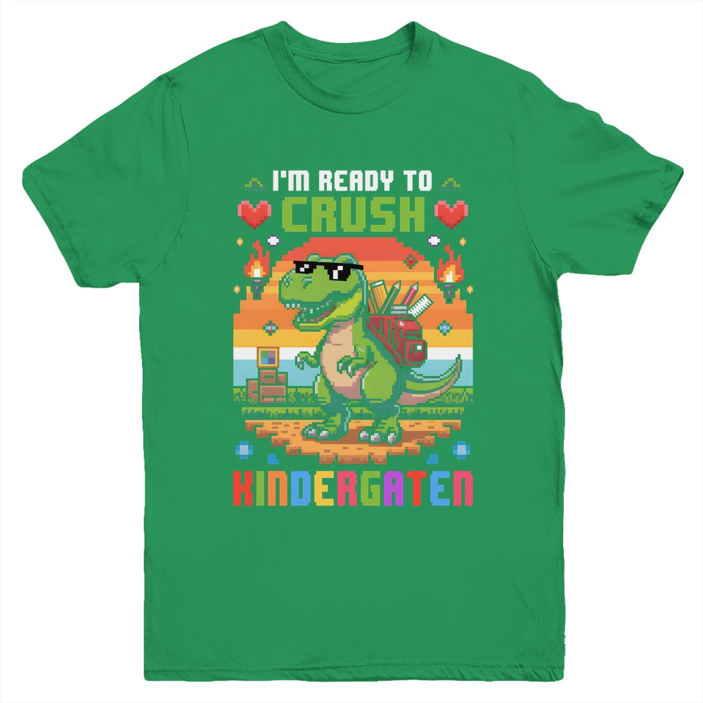 Back To School Kindergarten Boys I'm Ready To Crush Dinosaur Youth Shirt | teecentury