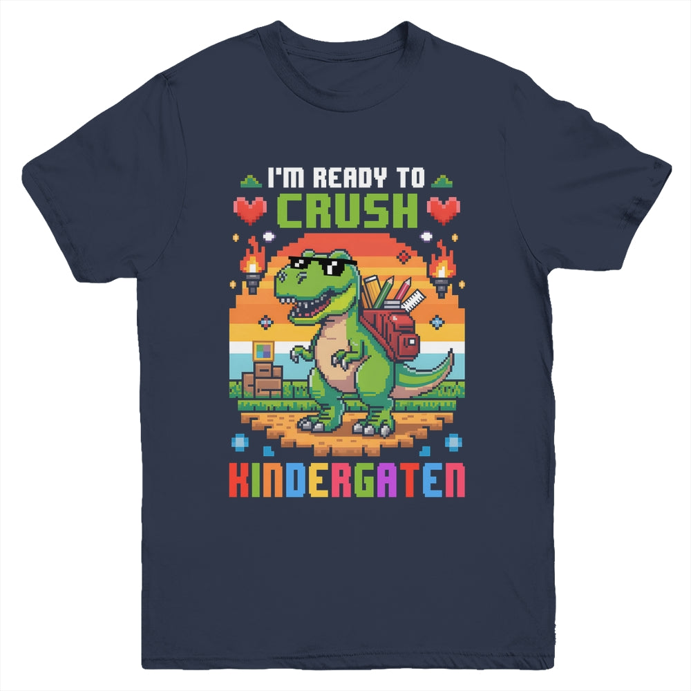 Back To School Kindergarten Boys I'm Ready To Crush Dinosaur Youth Shirt | teecentury