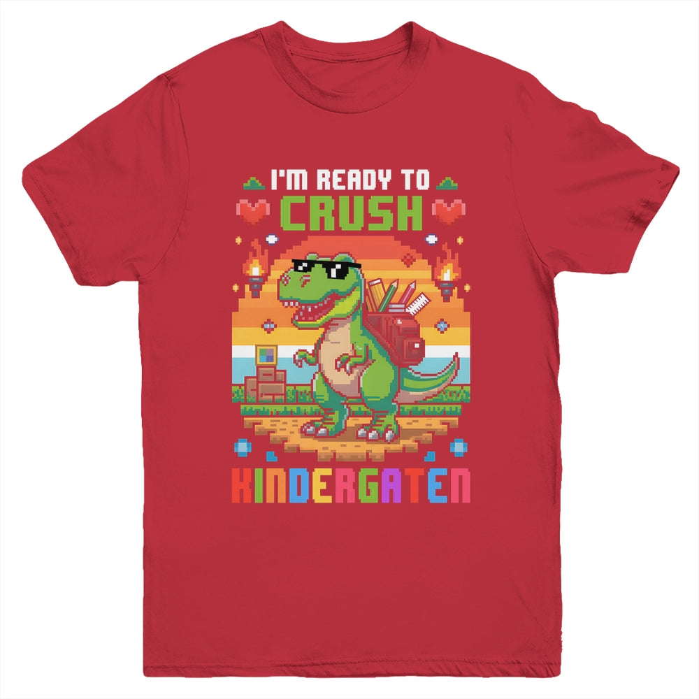 Back To School Kindergarten Boys I'm Ready To Crush Dinosaur Youth Shirt | teecentury