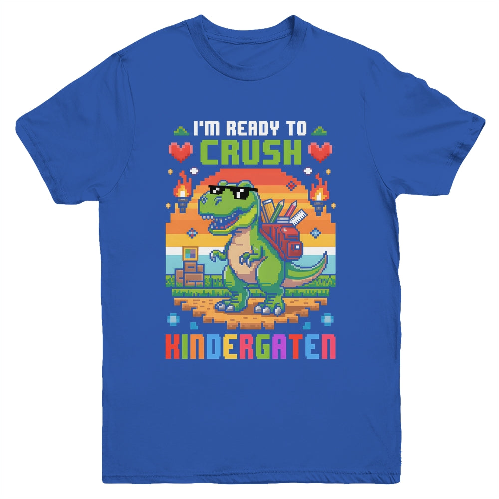 Back To School Kindergarten Boys I'm Ready To Crush Dinosaur Youth Shirt | teecentury