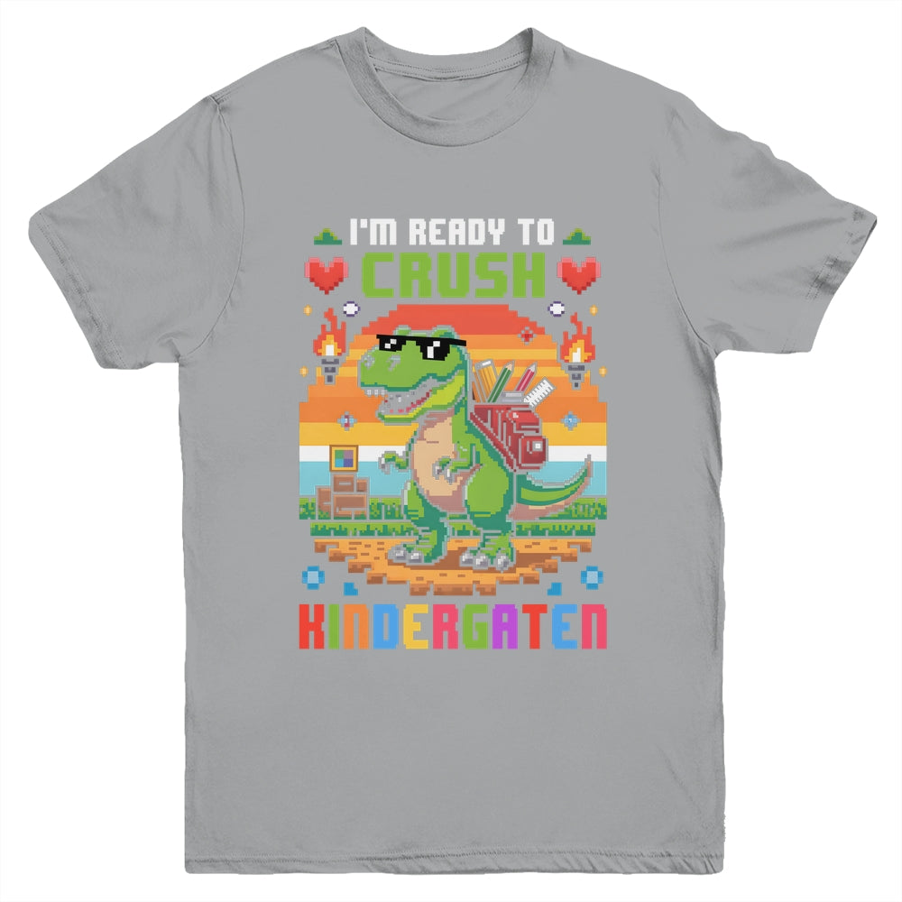 Back To School Kindergarten Boys I'm Ready To Crush Dinosaur Youth Shirt | teecentury