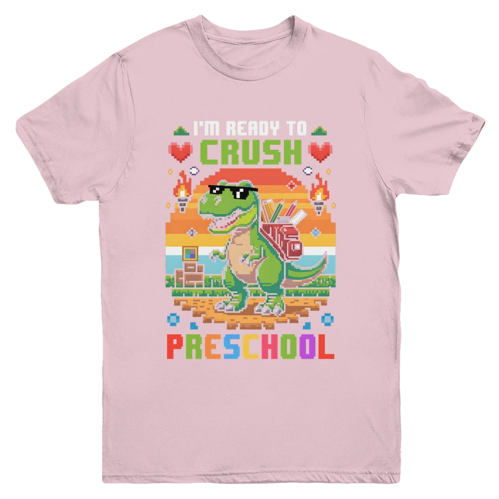 Back To School Preschool Boys I'm Ready To Crush Dinosaur Youth Shirt | teecentury