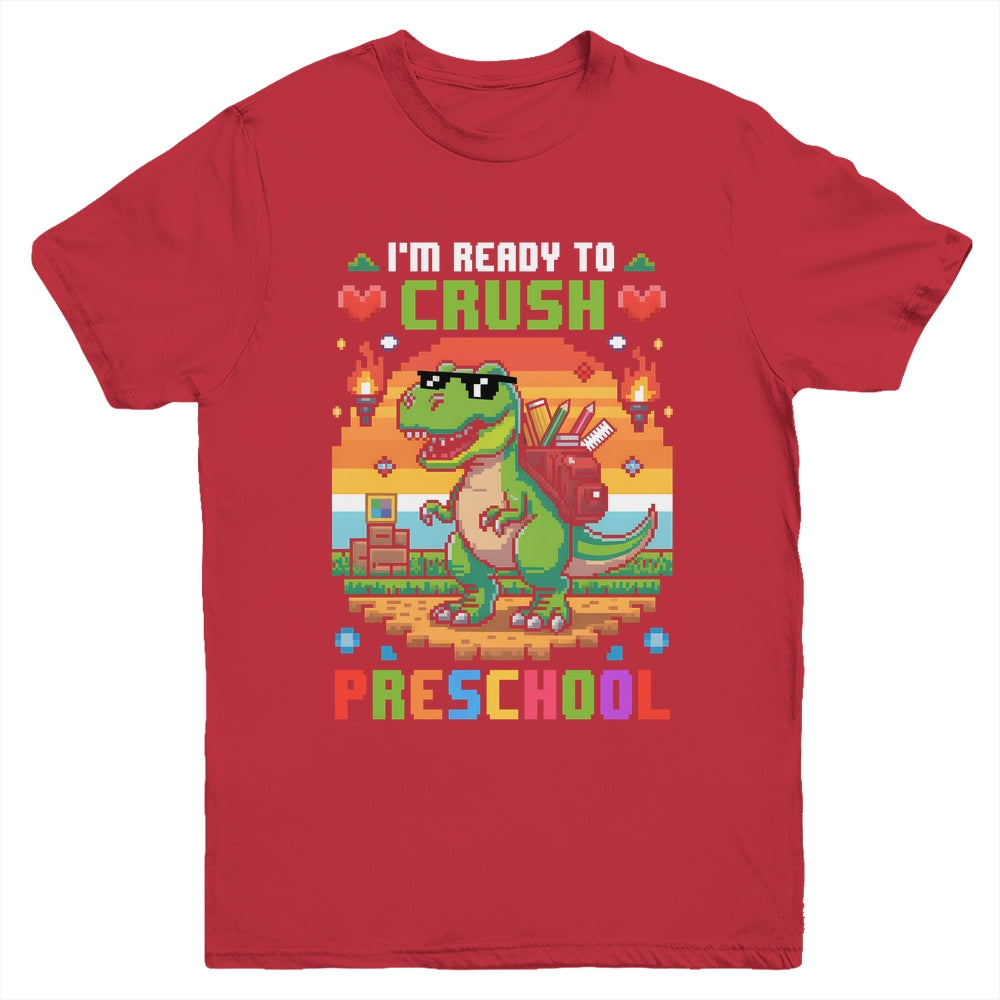 Back To School Preschool Boys I'm Ready To Crush Dinosaur Youth Shirt | teecentury